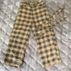 ピンクラテ　チェックパンツ　サスペンダー付き　140cm