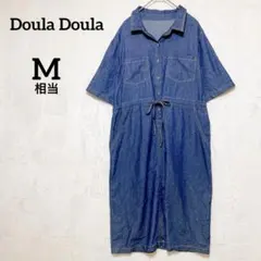 ドゥーラドゥーラ デニムシャツワンピ 半袖 ひざ丈 ウエストリボン 『M相当』