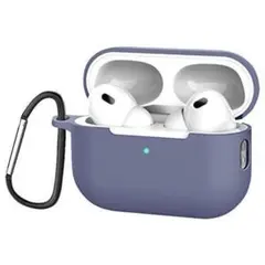 AirPods Pro2用 ケース 全面保護カバー シリコン グレーパープル