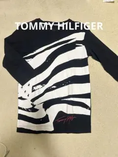Tommy Hilfiger 白黒　七分袖デザインカットソー　Ｌサイズ