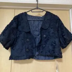 apres jour ネイビー 花柄レース ショート丈ジャケット