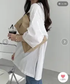 新品 andme コットンオーバーサイズ半袖Tシャツ M 白のサムネイル