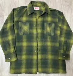 60s 70s オンブレチェック 長袖 ネルシャツ フランネルシャツ