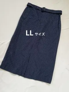 UNIQLO:C⭐︎着痩せユニクロ ベルテッドナロー ストライプスカート⭐︎LLのサムネイル