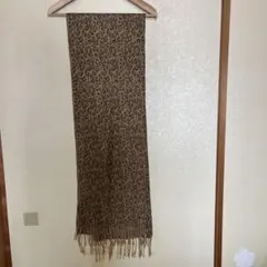 ブラウン系ヒョウ柄ストール フリンジ付き