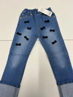 プティマイン リボン装飾デニムパンツ 120 新品