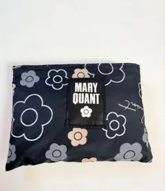 MARY QUANT フラワーパターン ミニエコバッグ ブラック　エコバッグのサムネイル