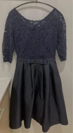 pourvous 結婚式　ドレス　お呼ばれ　パーティー　ワンピース　ネイビー