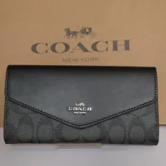 コーチ COACH 長財布　エンベロープ ウォレットシグネチャー キャンバス