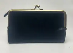 ブラック 二つ折り財布 がま口小銭入れ