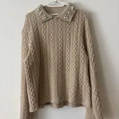 ZARA ビジュー付きケーブルニット s