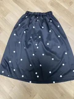 値下げクチュールブローチ　ドット柄フレアロングスカート　M