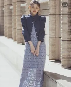 ココディール 幾何柄レースキャミワンピース