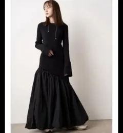 ［未使用タグ付き］emmi ニットドッキングアシンメトリーワンピース