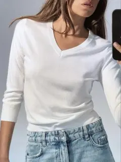 ZARA クロップドスリーブニットセーター