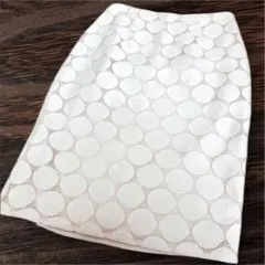 Diagram 白 ドットレース 水玉模様 ロングタイトスカート 38 ホワイト