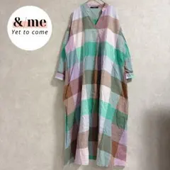グランドパーク　シャツワンピース　ロング　ブロックチェック　キーネック　カラフルのサムネイル