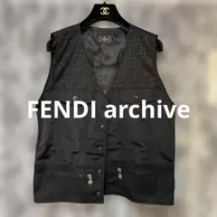 美品　フェンディベスト　ジレ　ズッカ柄ズッキーニ　刺繍ロゴ　ユニセックス　90sのサムネイル