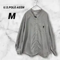 U.S. POLO ASSN. ストライプ バンドカラーシャツ 長袖 M 大きめのサムネイル