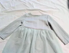 チュールワンピース　ミント　女の子　110 　ネックレス付き