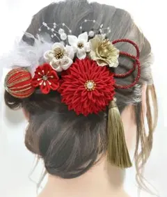 成人式髪飾り　つまみ細工 髪飾り　着物　成人式　和装　七五三髪飾り　y6084