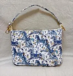 ハンドメイド＊ハンドルつきポーチ リバティ　セレスティアル・ペース　青