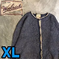 7T8007 WOOLRICH 総柄ニット　バーズアイ　ボタン　アウトドアのサムネイル