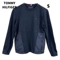 トミーヒルフィガー レディーストレーナー 黒 S相当 ポケット 裏起毛【1249