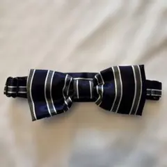 ネイビーとシルバーのストライプ 蝶ネクタイ