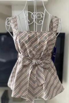 新品BURBERRY BLUE LABEL ノバチェック柄 リボン　キャミソール