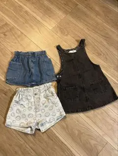 zara キッズ ジャンパースカート ショートパンツ デニムスカート3点セット