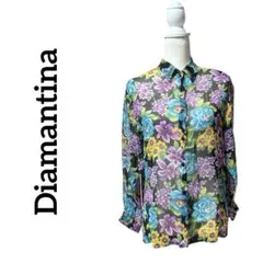 ディアマンティーナ Diamantina 花柄シースルーシャツ シルク100%