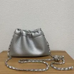 grl 巾着 ショルダーバッグ シルバー