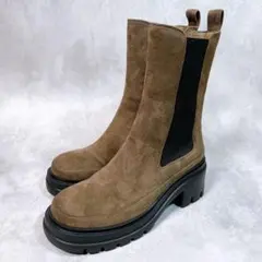 ☆美品☆【オデットエオディール】サイドゴアブーツ (24) スエード　厚底　茶