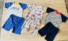 90サイズ パジャマ 上下3点セット 車 電車柄 まとめ売り