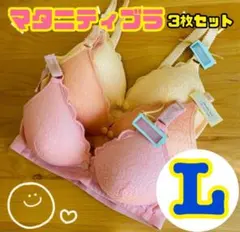 マタニティブラジャー 授乳ブラ L ノンワイヤー 3点セット パステルカラー