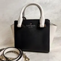 【美品】Kate Spade 2way バイカラー ミニ ハンドバッグ ネイビー