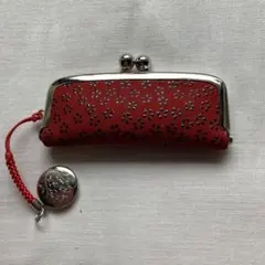 Inden 赤い花模様がま口財布