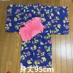 ミッキーマウス 着物 ネイビーブルー★身丈95センチ