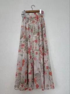 ココディール　花柄フレアロングスカート