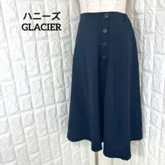 ハニーズ ミモレ丈 フレアスカート ネイビー 紺 無地 シンプル ゆったり L