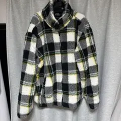 ZARA メンズ　チェック柄　ボアフリースジャケット