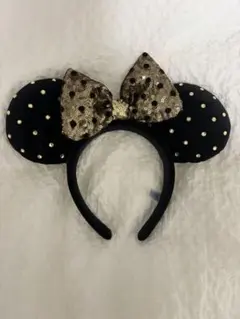 ミニーマウス風カチューシャ 黒と金