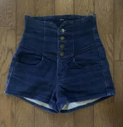 EMODA バックレースアップ ハイウエスト ショートパンツ インディゴ XS