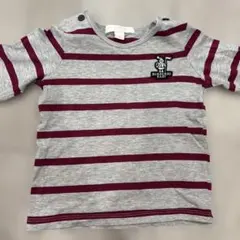 BURBERRY BABY グレー ボルドー ストライプ Tシャツ ボーダー