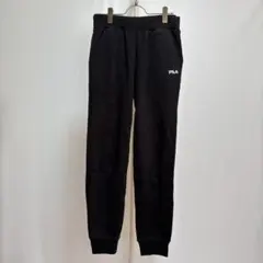 FILA 裏起毛　スウェットジョガーパンツ（S）黒系　刺繍ロゴ