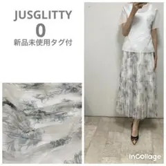 新品未使用タグ付　ジャスグリッティー　花柄チュールプリーツスカート　0 ホワイトのサムネイル