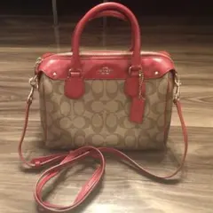 COACH コーチ　シグネチャー　2WAY ハンドバッグ　ショルダーバッグ　赤