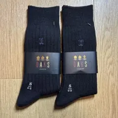 【未使用品】DAKS ロゴ 刺繍 厚手 クルーソックス ブラック 2足セット