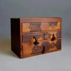 【ヴィンテージ 】寄木細工　アクセサリーボックス　箱根　希少　引き出し3段 箱根寄木細工 小寄木 三段引き出し 小物入れ - メルカリ